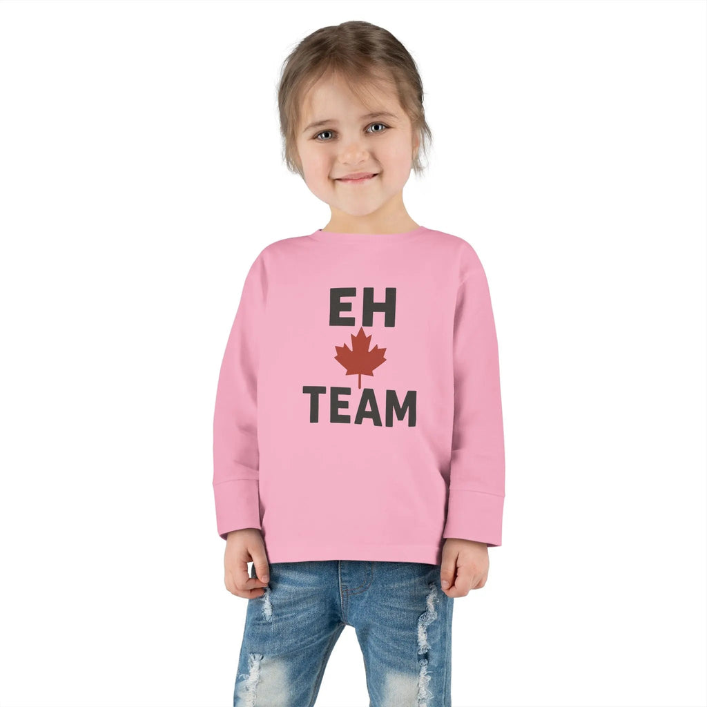 T-shirt à manches longues pour tout-petit Maple Stick « Eh Team » – Fierté de la feuille d'érable