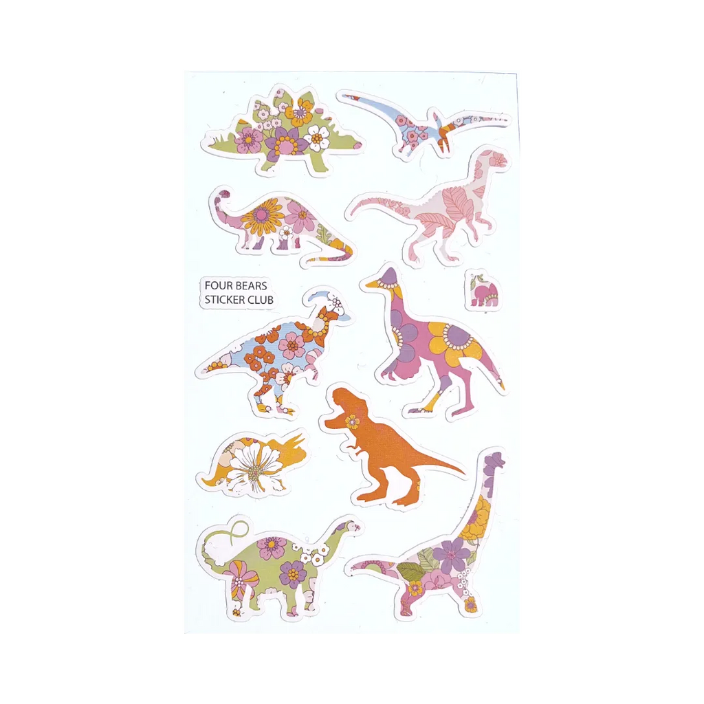 Floral Dinos - Four Bears Sticker Club