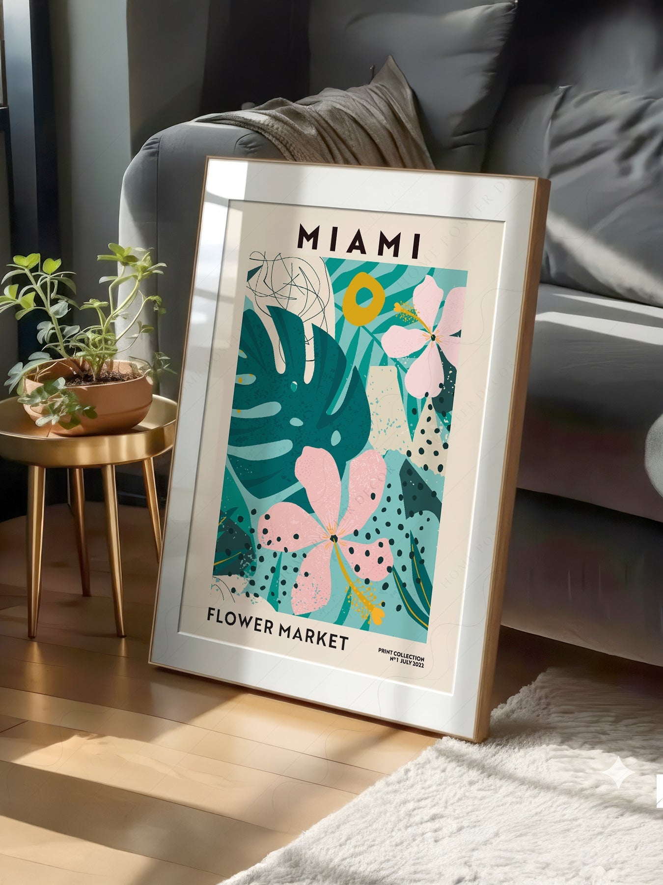 Miami Flower Market Print – Tropical Botanical Wall Art Poster