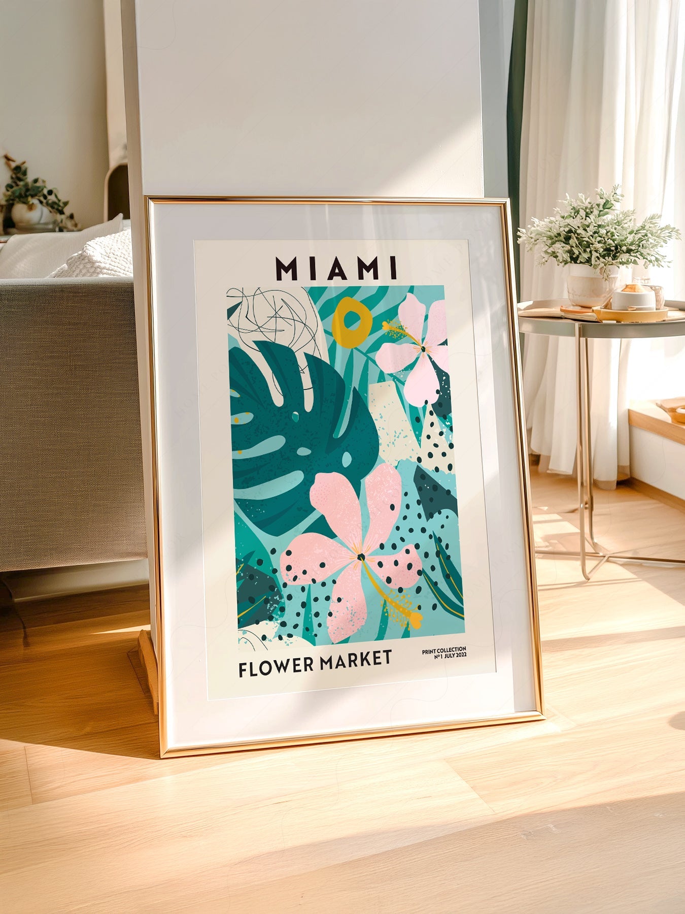 Miami Flower Market Print – Tropical Botanical Wall Art Poster