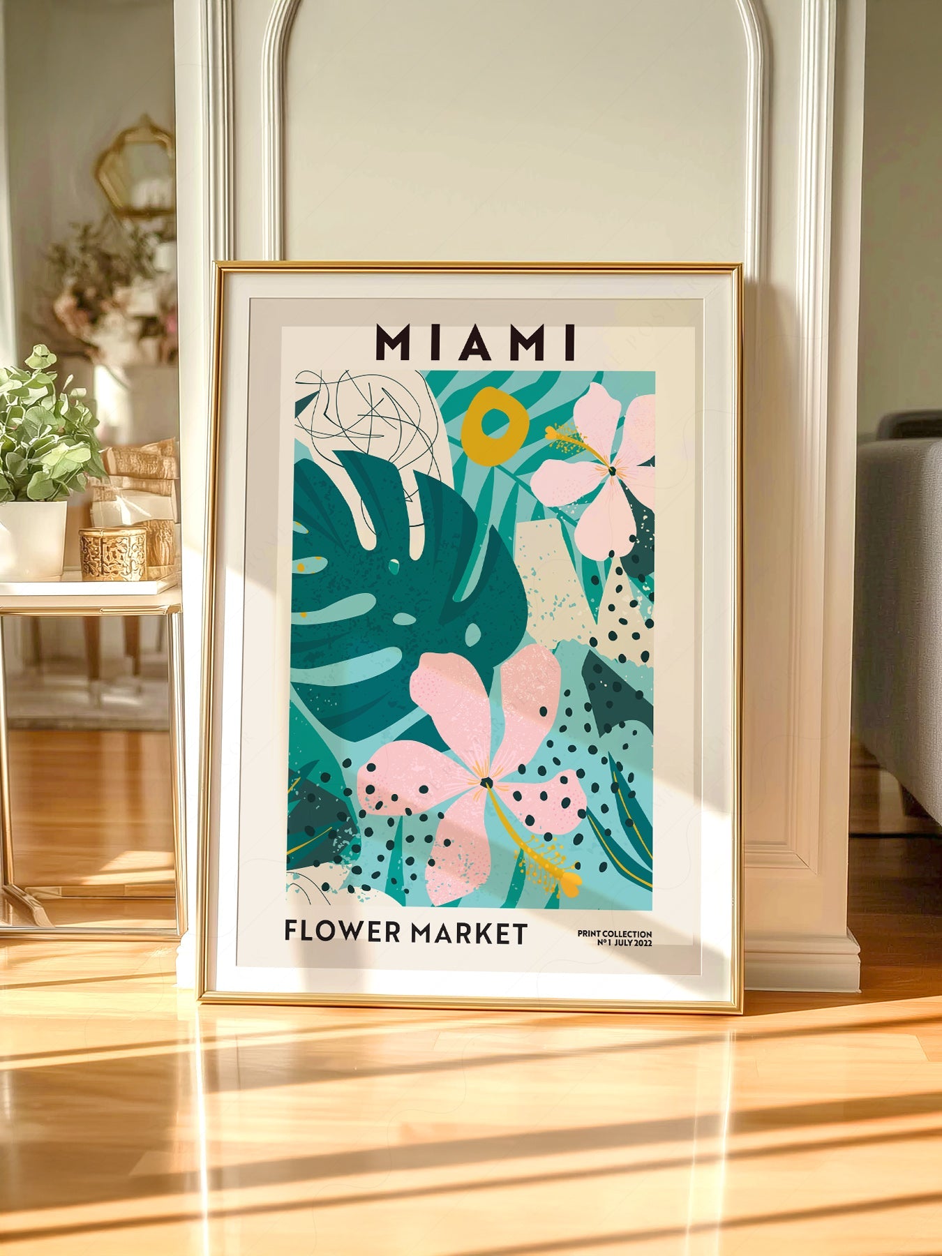 Miami Flower Market Print – Tropical Botanical Wall Art Poster