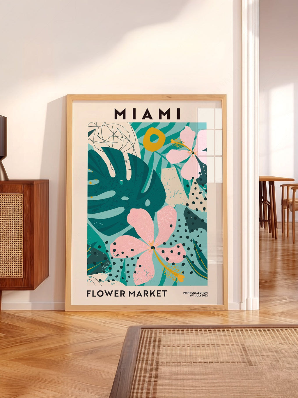 Miami Flower Market Print – Tropical Botanical Wall Art Poster