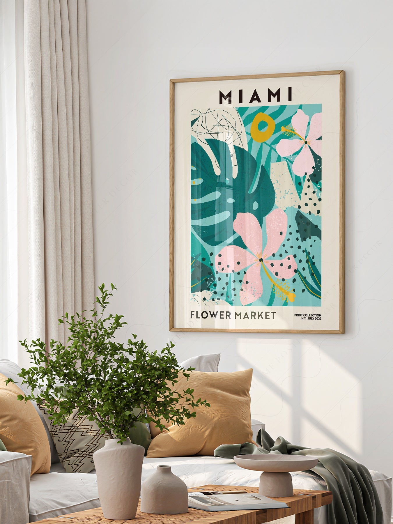 Miami Flower Market Print – Tropical Botanical Wall Art Poster