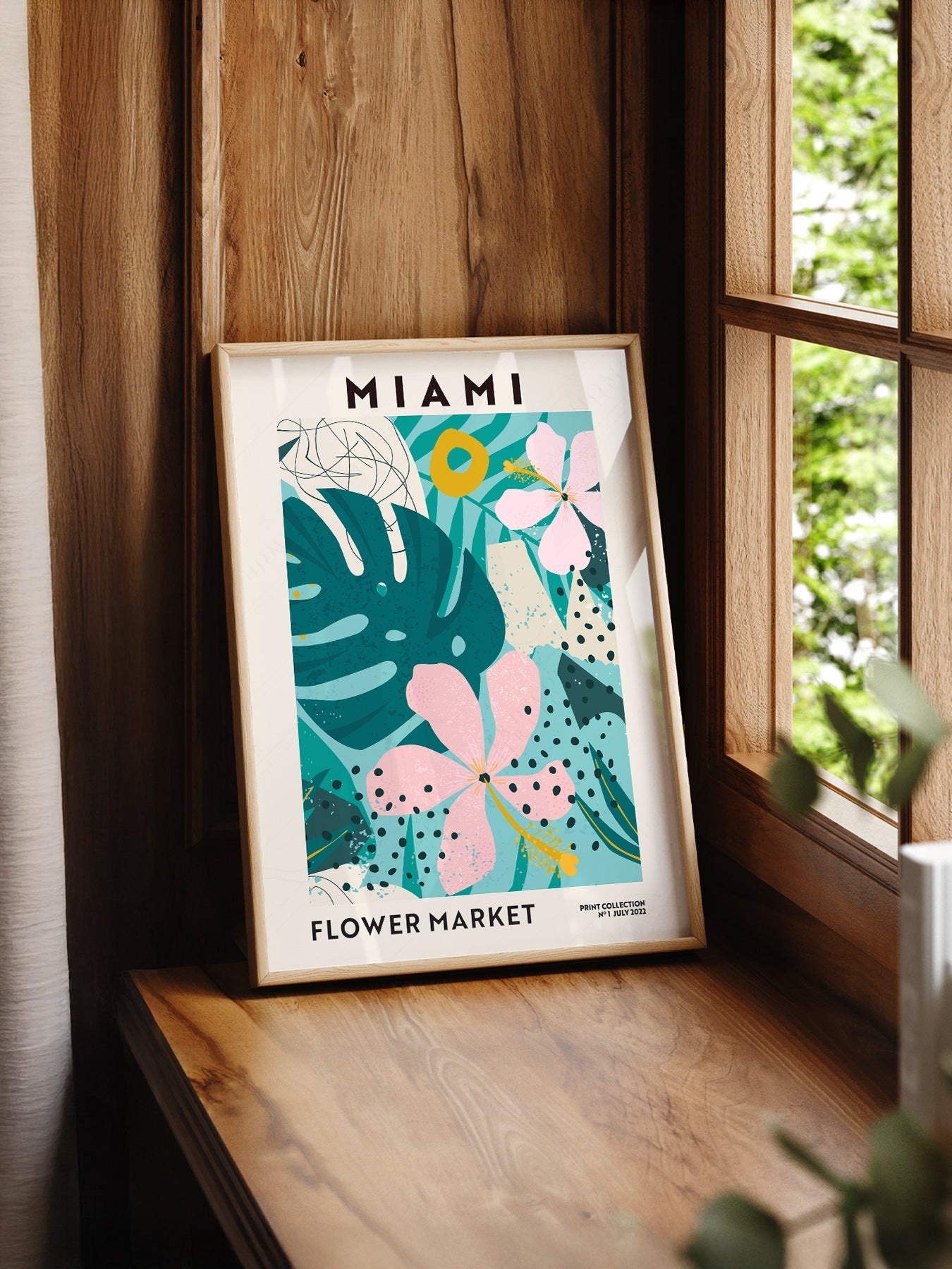 Miami Flower Market Print – Tropical Botanical Wall Art Poster
