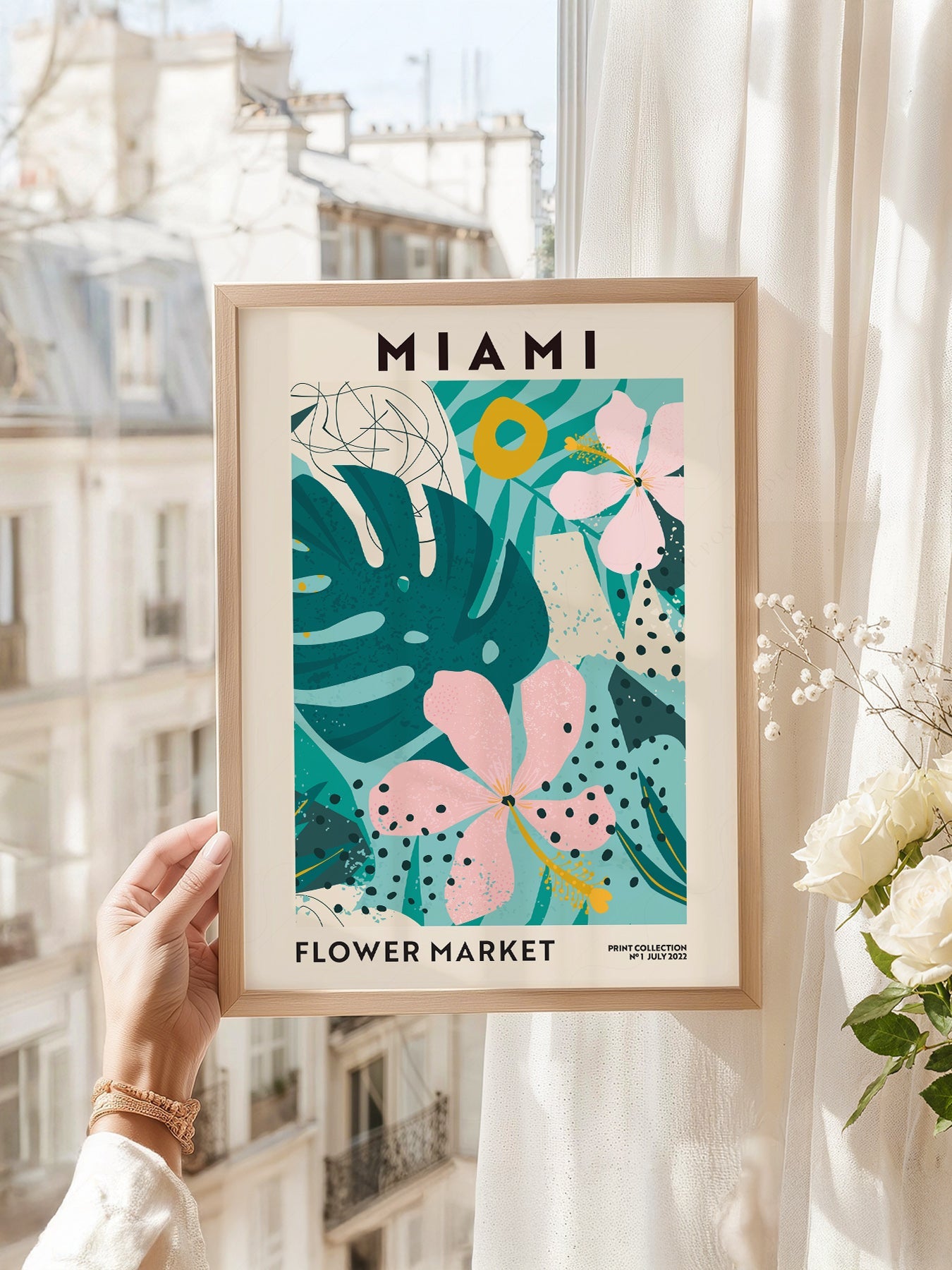 Miami Flower Market Print – Tropical Botanical Wall Art Poster