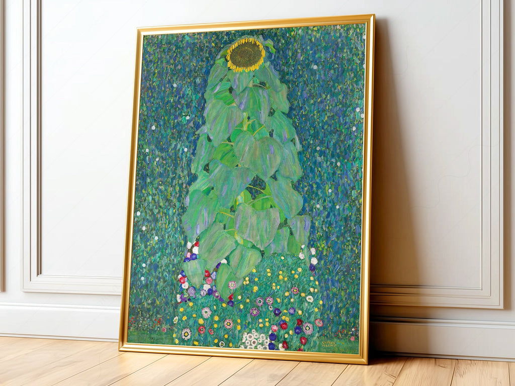 Gustav Klimt Sunflower Art Print – Art Nouveau Floral Wall Decor