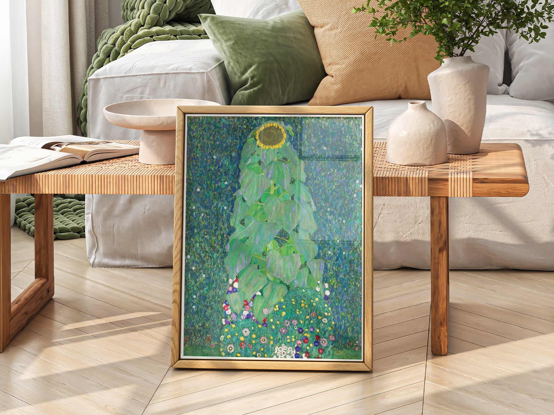 Gustav Klimt Sunflower Art Print – Art Nouveau Floral Wall Decor