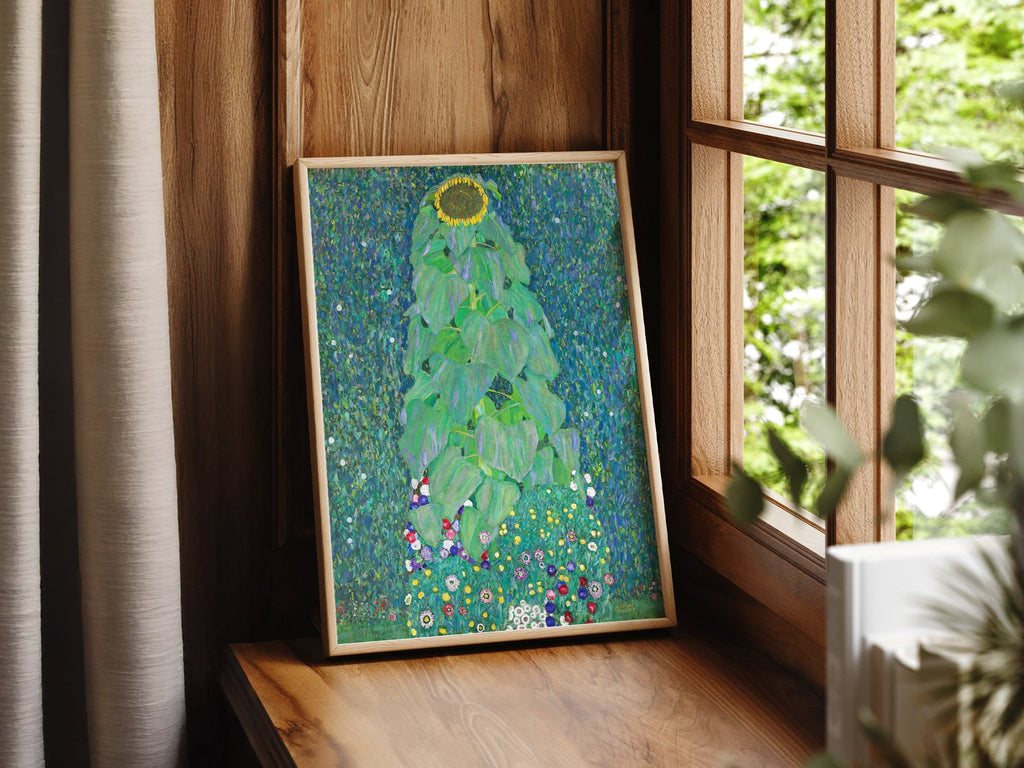 Gustav Klimt Sunflower Art Print – Art Nouveau Floral Wall Decor