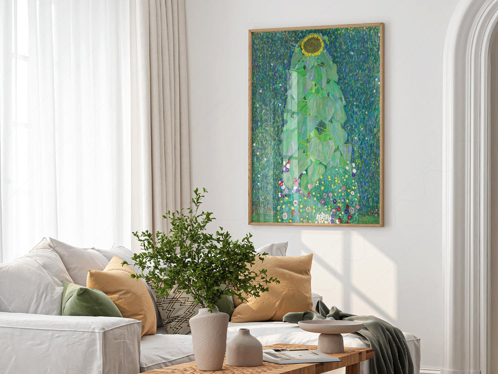 Gustav Klimt Sunflower Art Print – Art Nouveau Floral Wall Decor