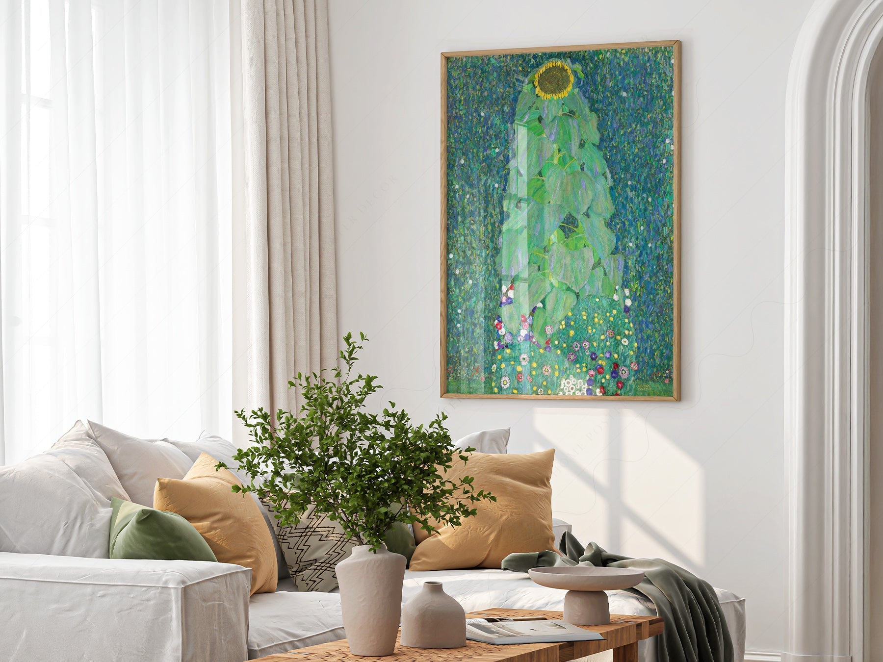 Gustav Klimt Sunflower Art Print – Art Nouveau Floral Wall Decor