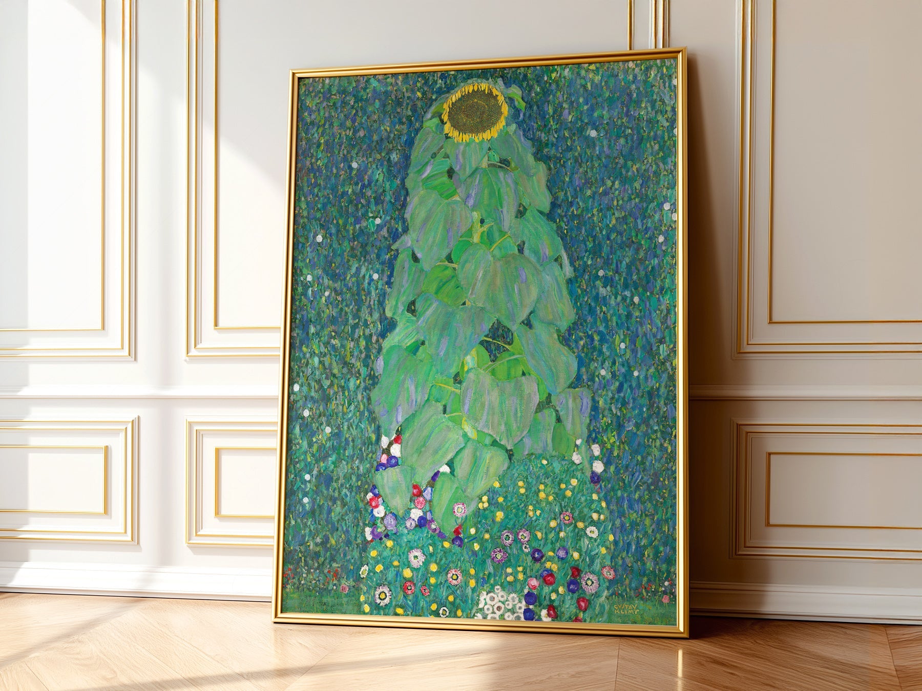 Gustav Klimt Sunflower Art Print – Art Nouveau Floral Wall Decor
