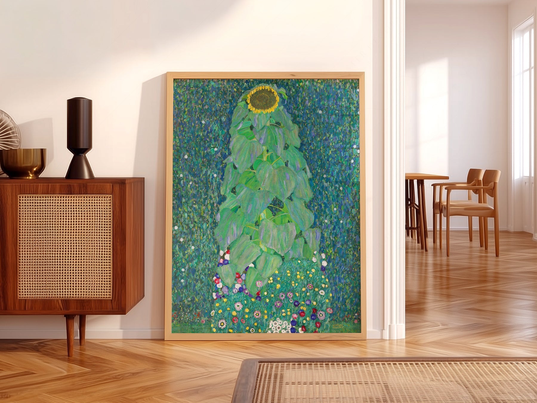 Gustav Klimt Sunflower Art Print – Art Nouveau Floral Wall Decor