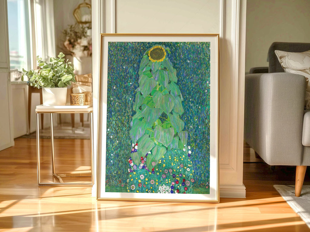 Gustav Klimt Sunflower Art Print – Art Nouveau Floral Wall Decor