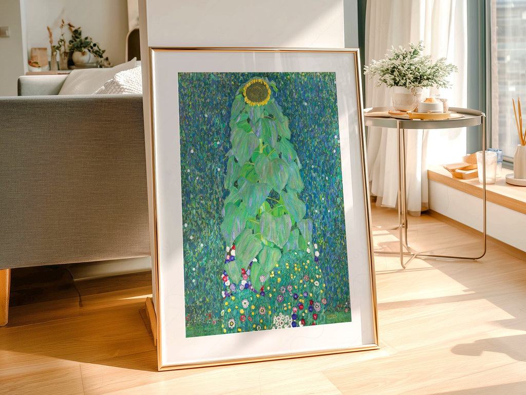 Gustav Klimt Sunflower Art Print – Art Nouveau Floral Wall Decor
