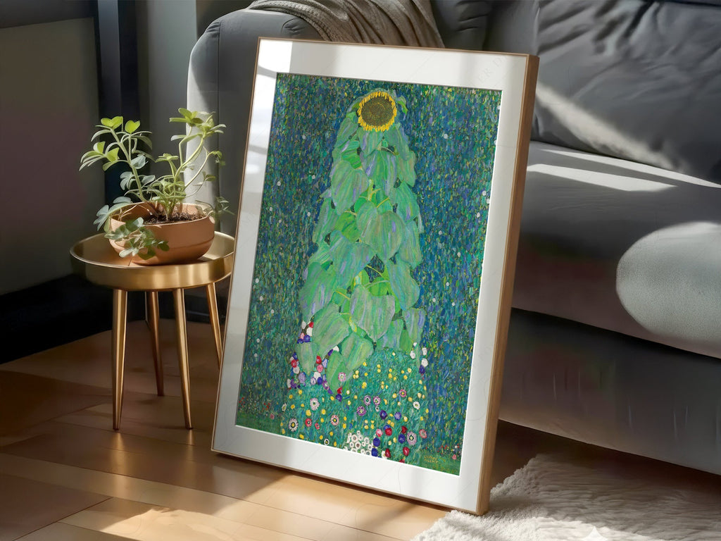 Gustav Klimt Sunflower Art Print – Art Nouveau Floral Wall Decor