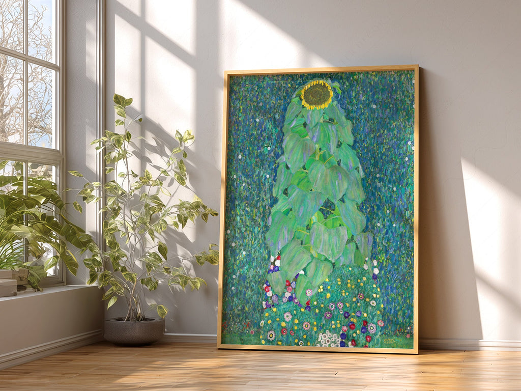 Gustav Klimt Sunflower Art Print – Art Nouveau Floral Wall Decor