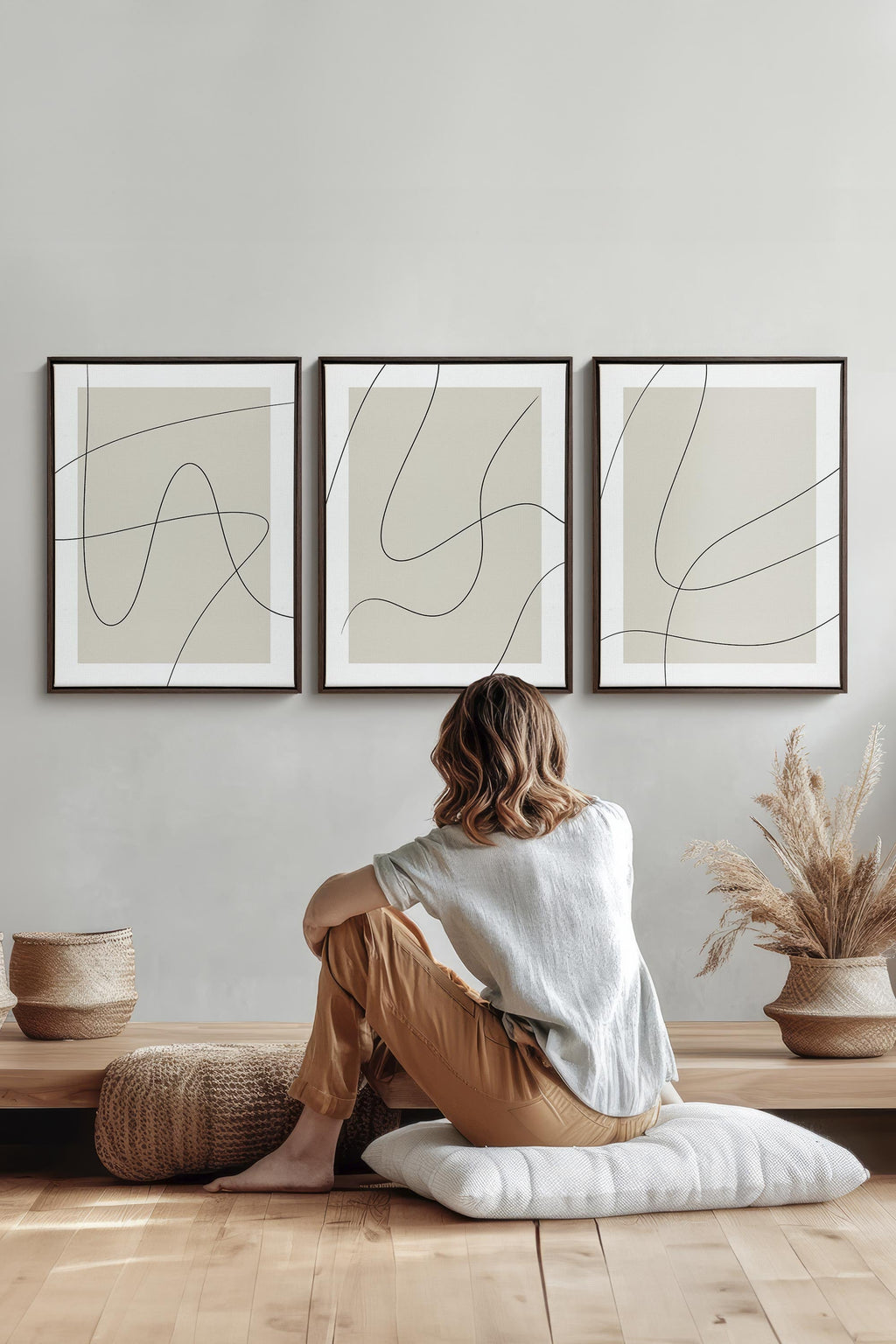 ELEGANT CURVES TRIO (3 Stretched Canvas Artworks)