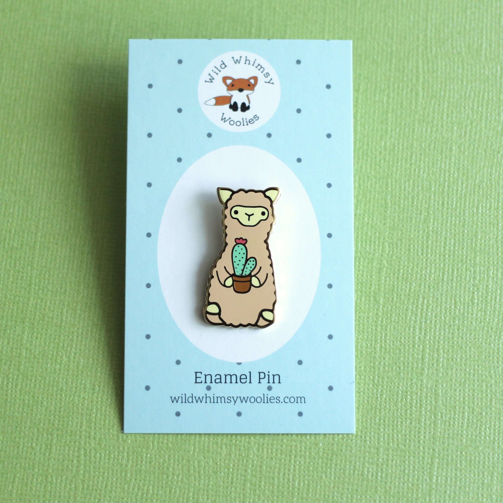 Broche en émail Cactus Alpaga - Cadeau Lama - Broche pour sac à dos