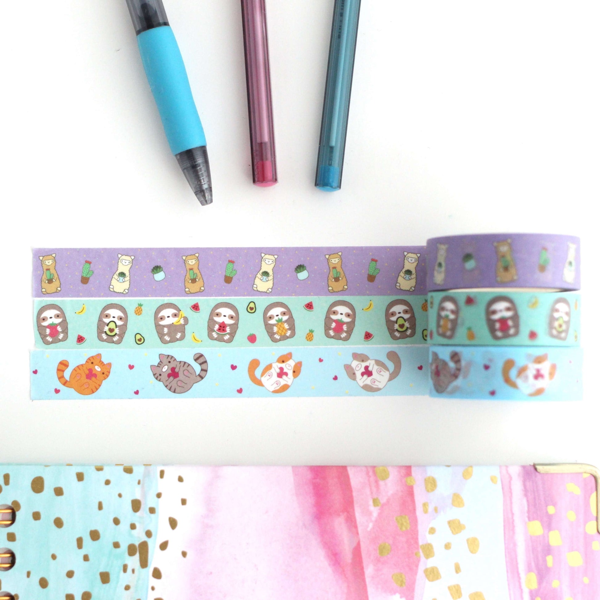 Cactus Alpaca Washi Tape - Cute Llama Stationery Gift