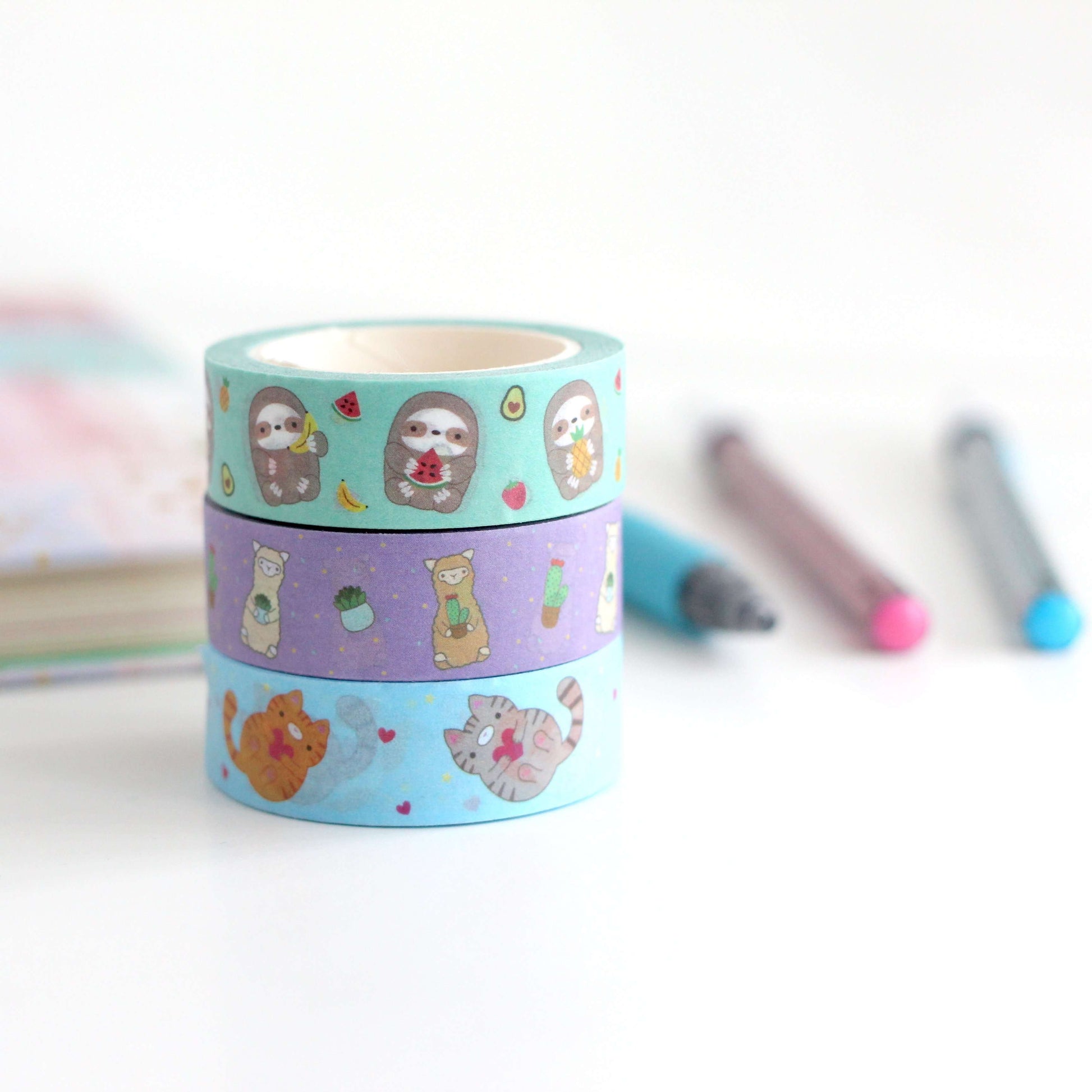 Cactus Alpaca Washi Tape - Cute Llama Stationery Gift