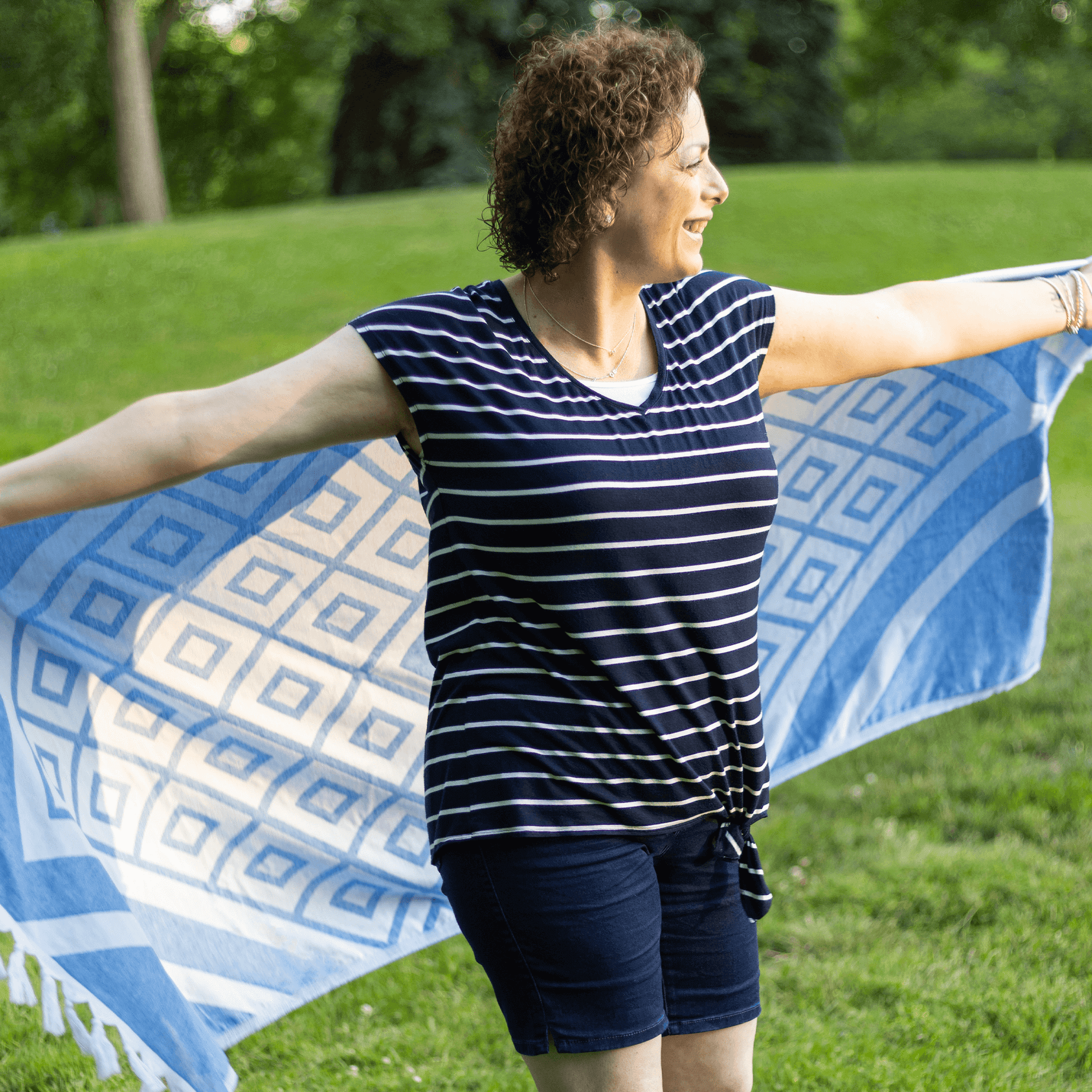 Serviettes turques Canada | Serviette de corps | Bleu et blanc