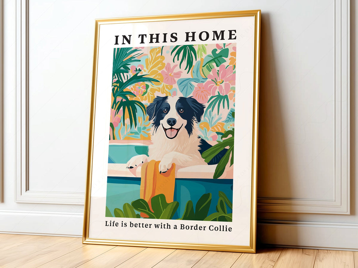 Border Collie Wall Art Print – Colorful Dog Lover Poster Decor