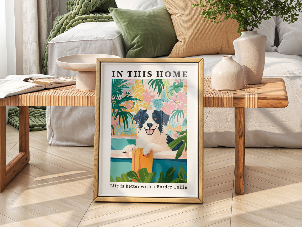 Border Collie Wall Art Print – Colorful Dog Lover Poster Decor