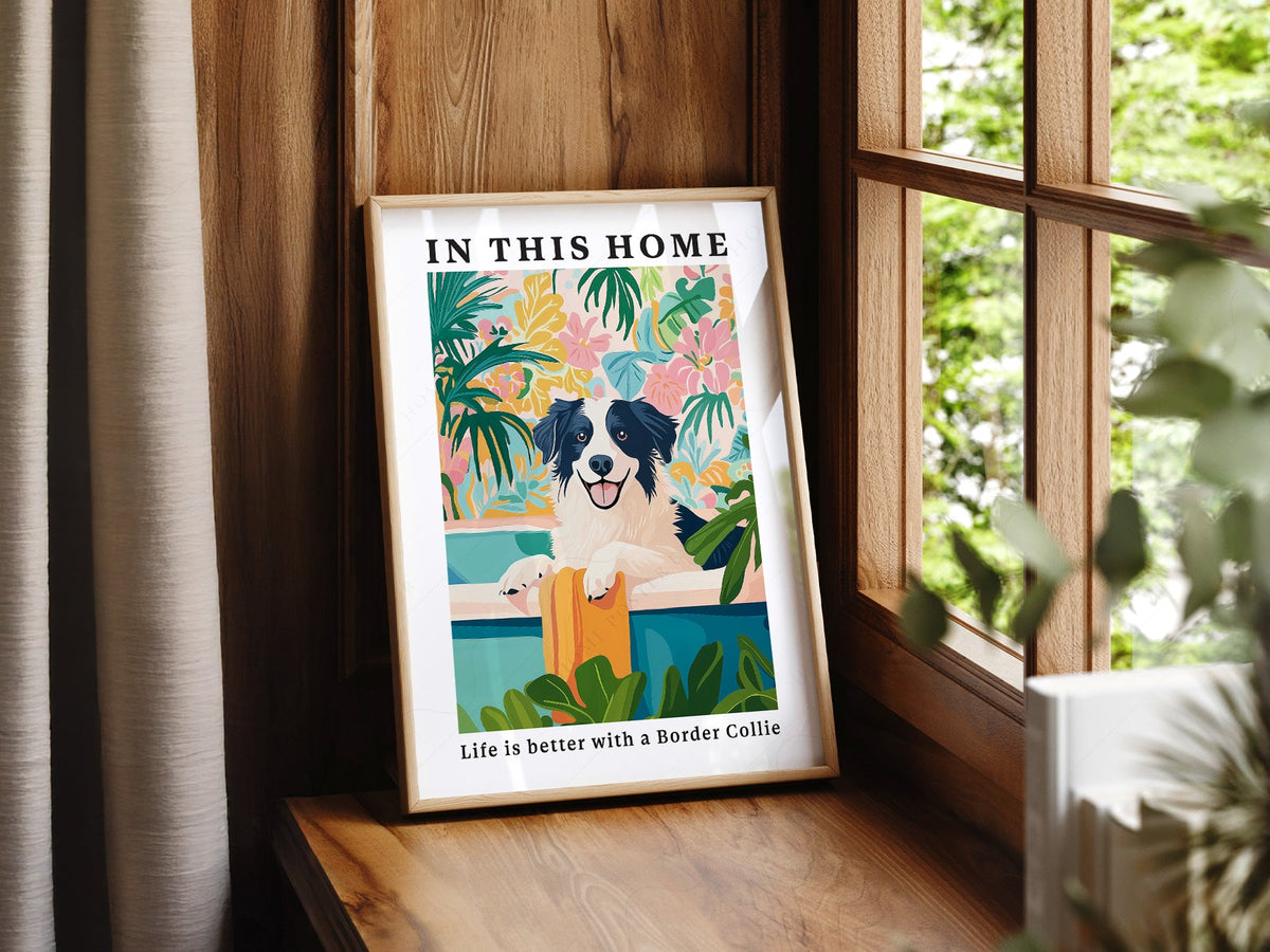 Border Collie Wall Art Print – Colorful Dog Lover Poster Decor