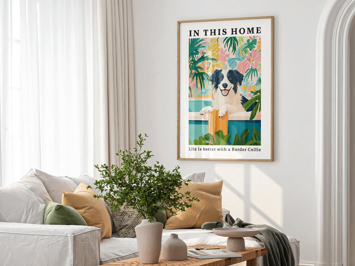 Border Collie Wall Art Print – Colorful Dog Lover Poster Decor