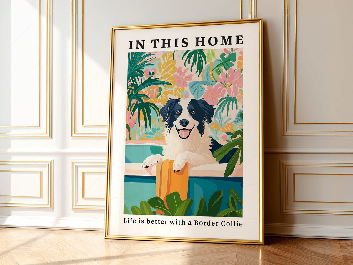 Border Collie Wall Art Print – Colorful Dog Lover Poster Decor
