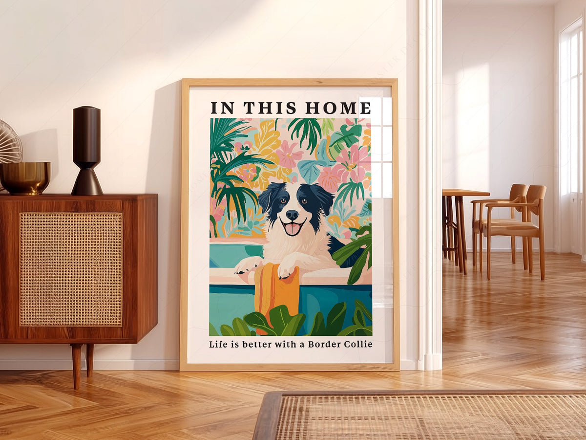Border Collie Wall Art Print – Colorful Dog Lover Poster Decor
