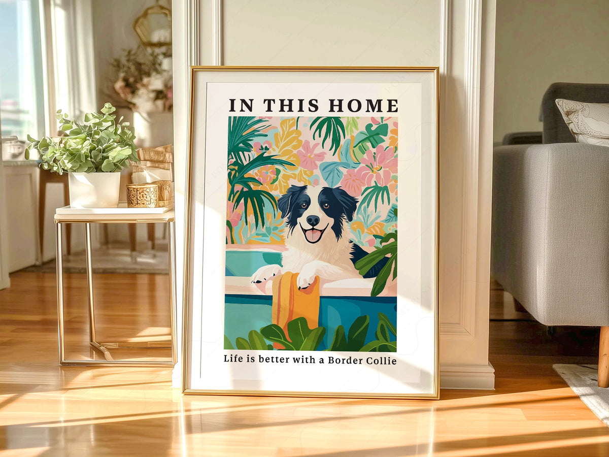 Border Collie Wall Art Print – Colorful Dog Lover Poster Decor