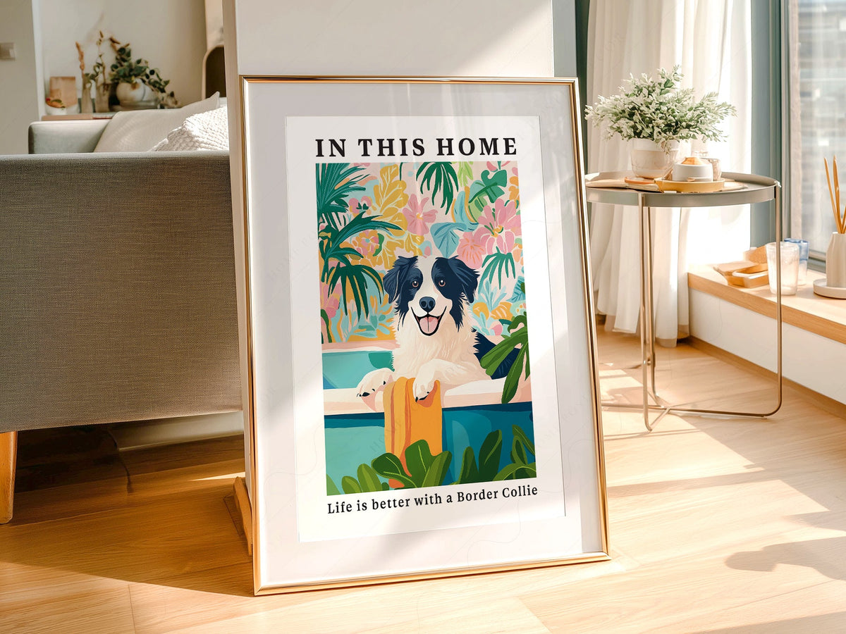 Border Collie Wall Art Print – Colorful Dog Lover Poster Decor