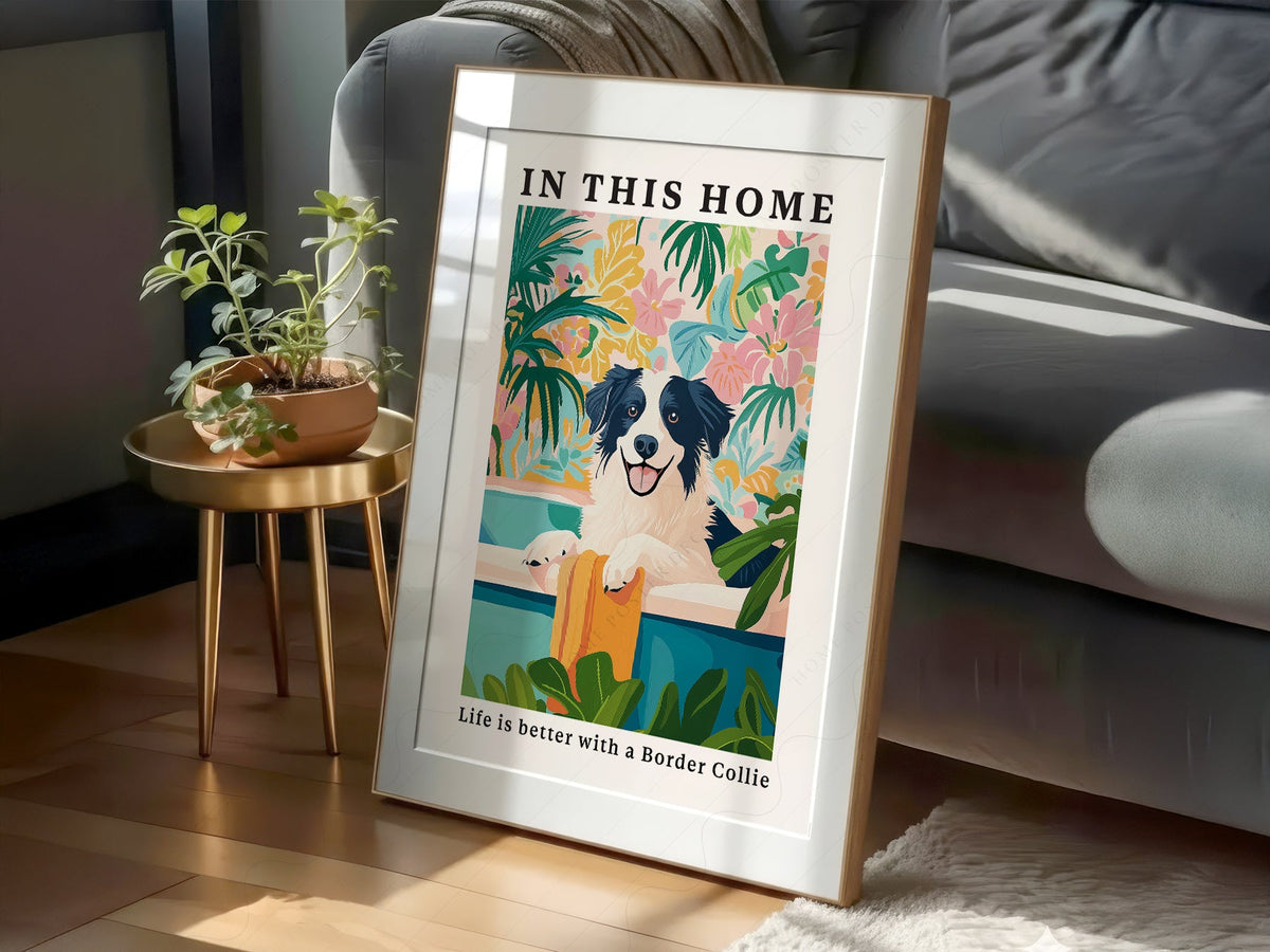 Border Collie Wall Art Print – Colorful Dog Lover Poster Decor