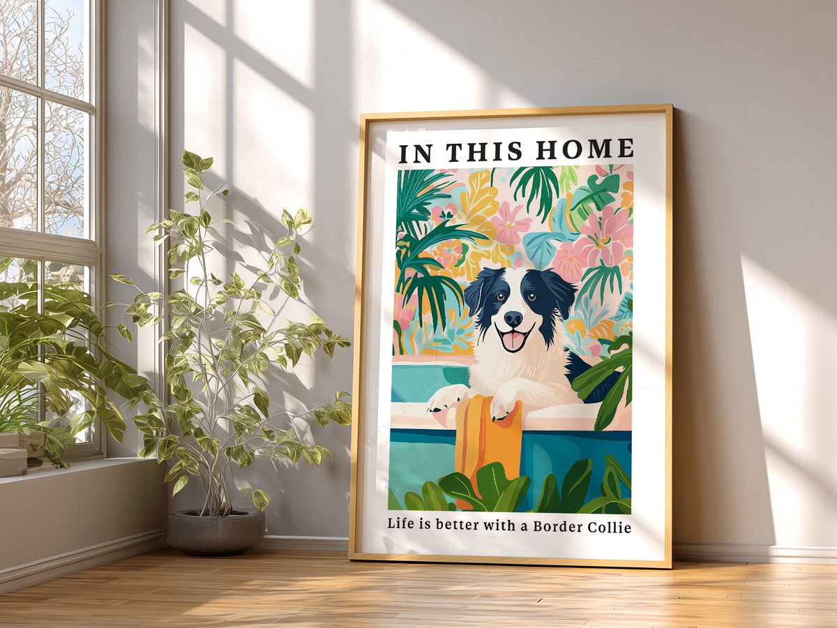 Border Collie Wall Art Print – Colorful Dog Lover Poster Decor