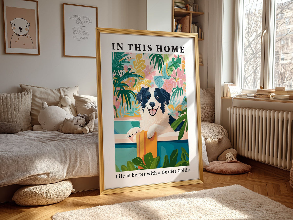 Border Collie Wall Art Print – Colorful Dog Lover Poster Decor