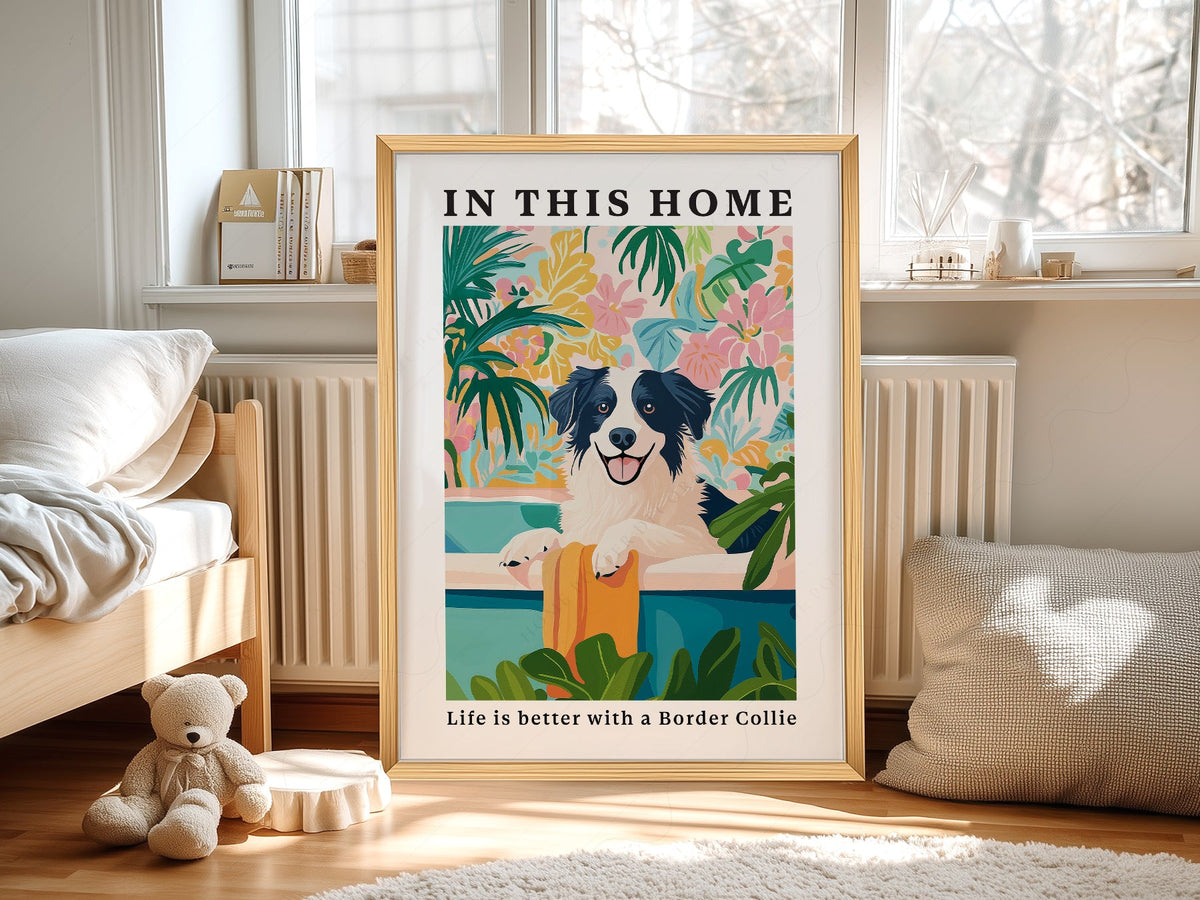 Border Collie Wall Art Print – Colorful Dog Lover Poster Decor