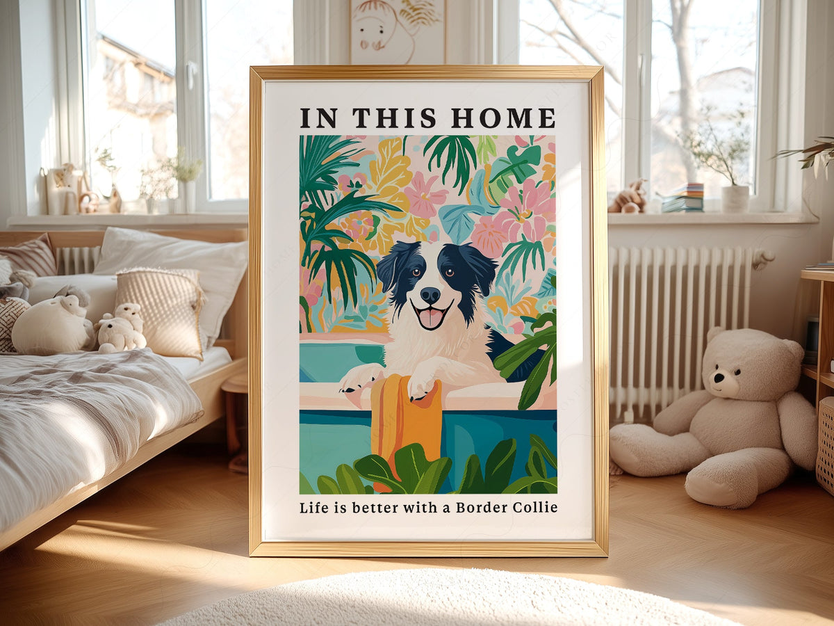 Border Collie Wall Art Print – Colorful Dog Lover Poster Decor