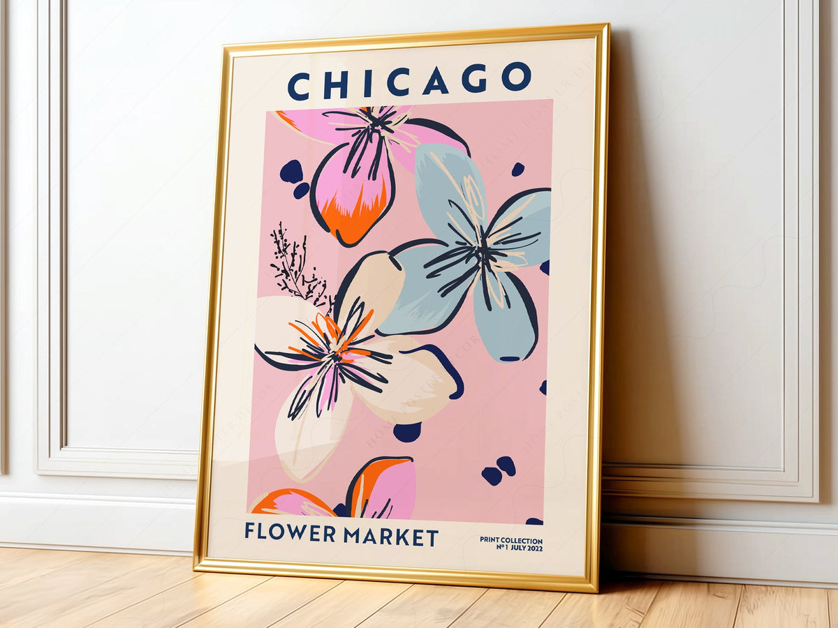 Chicago Flower Market Print – Colorful Floral Poster Wall Art Decor