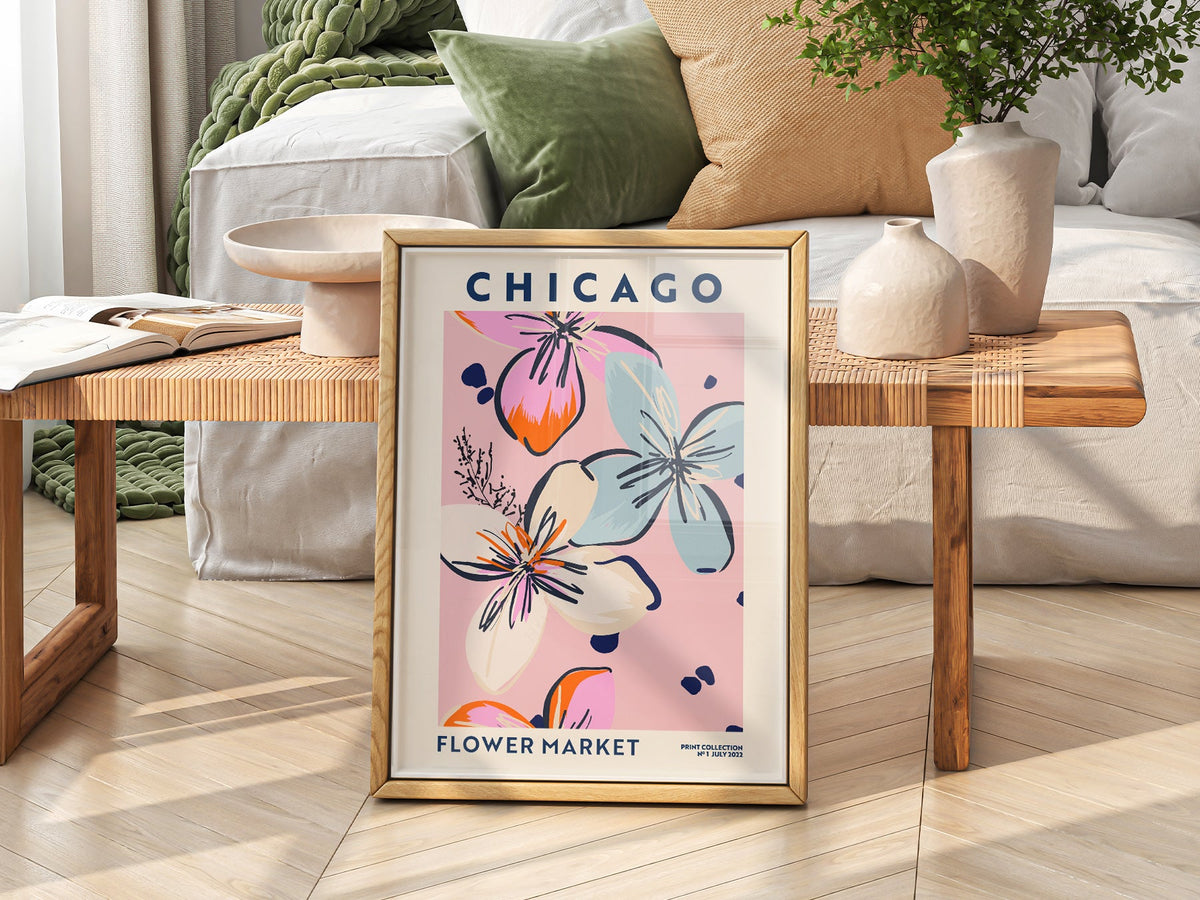 Chicago Flower Market Print – Colorful Floral Poster Wall Art Decor