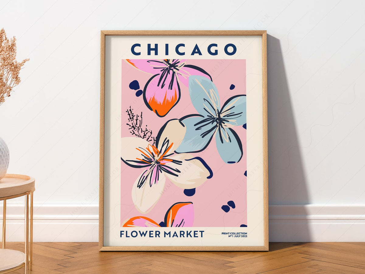 Chicago Flower Market Print – Colorful Floral Poster Wall Art Decor