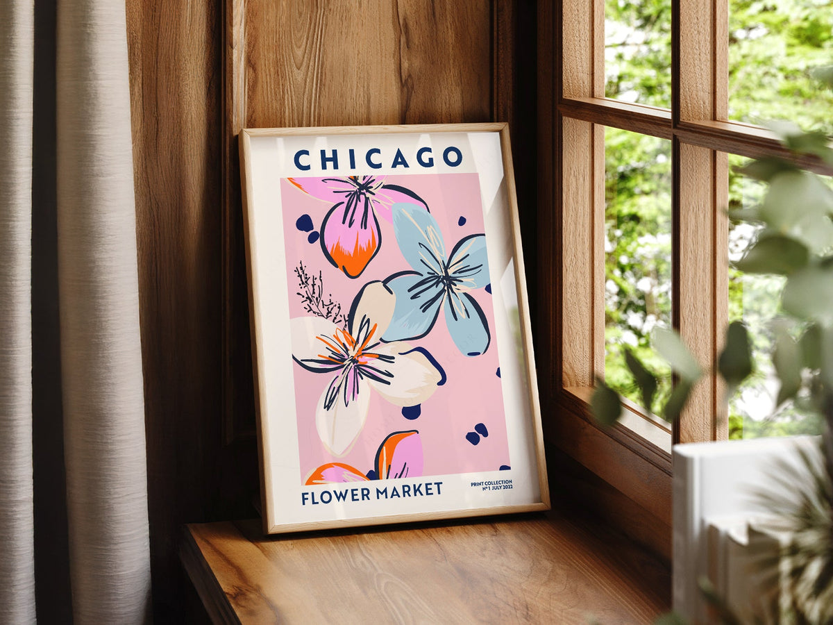 Chicago Flower Market Print – Colorful Floral Poster Wall Art Decor