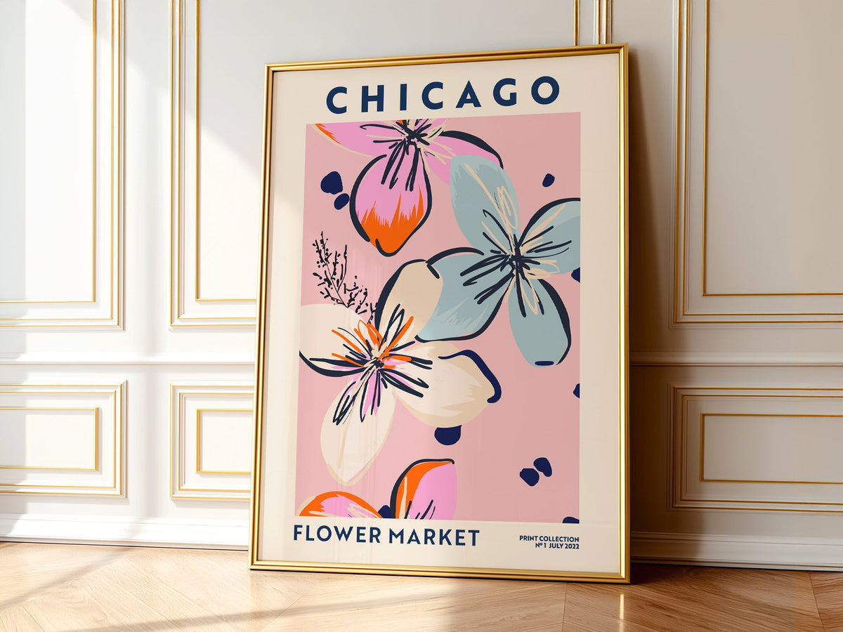 Chicago Flower Market Print – Colorful Floral Poster Wall Art Decor