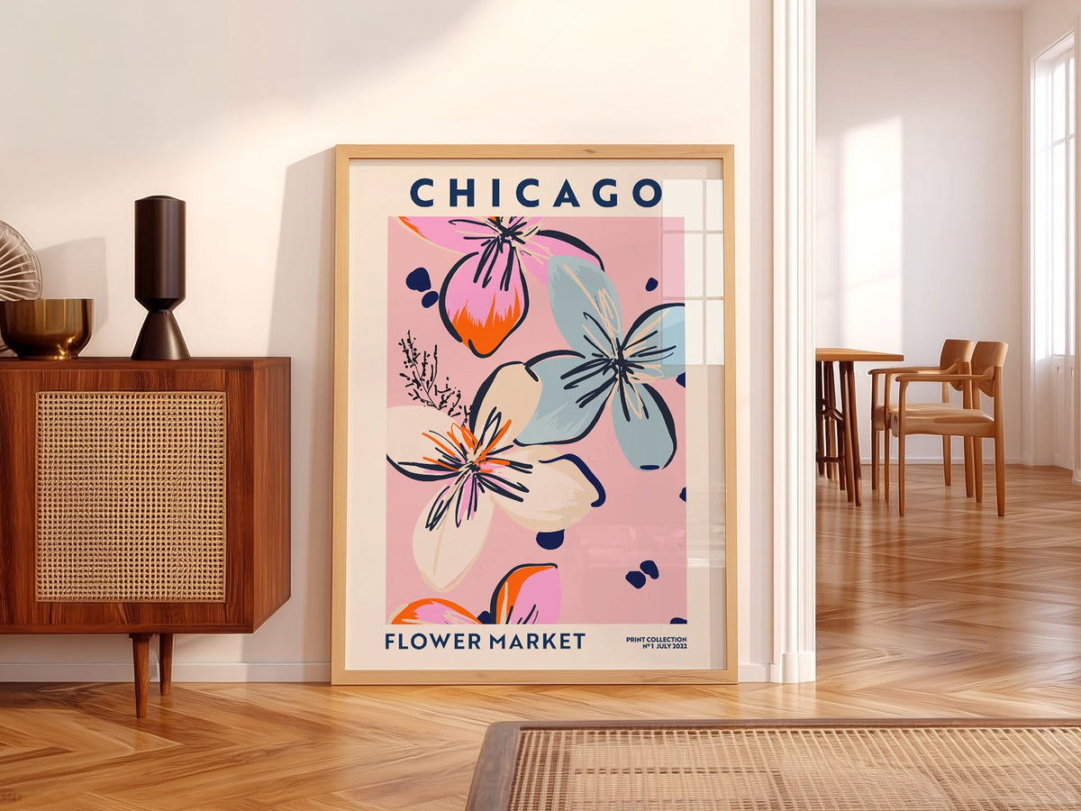 Chicago Flower Market Print – Colorful Floral Poster Wall Art Decor
