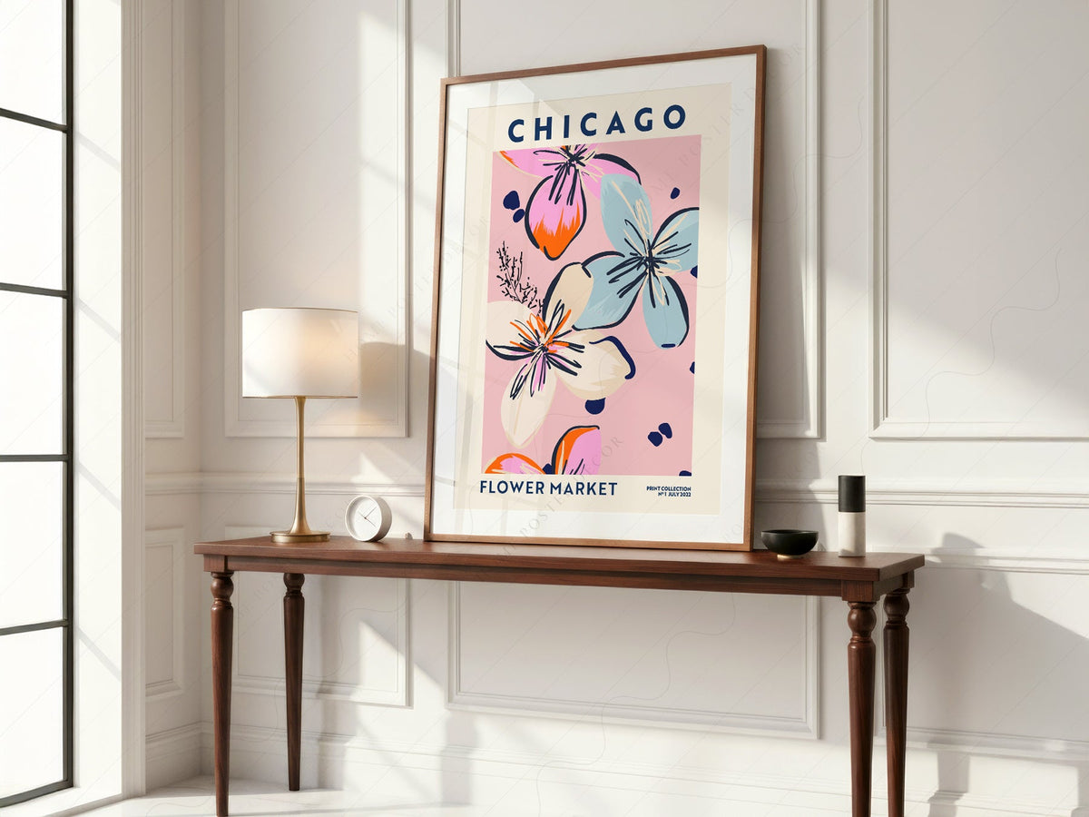 Chicago Flower Market Print – Colorful Floral Poster Wall Art Decor