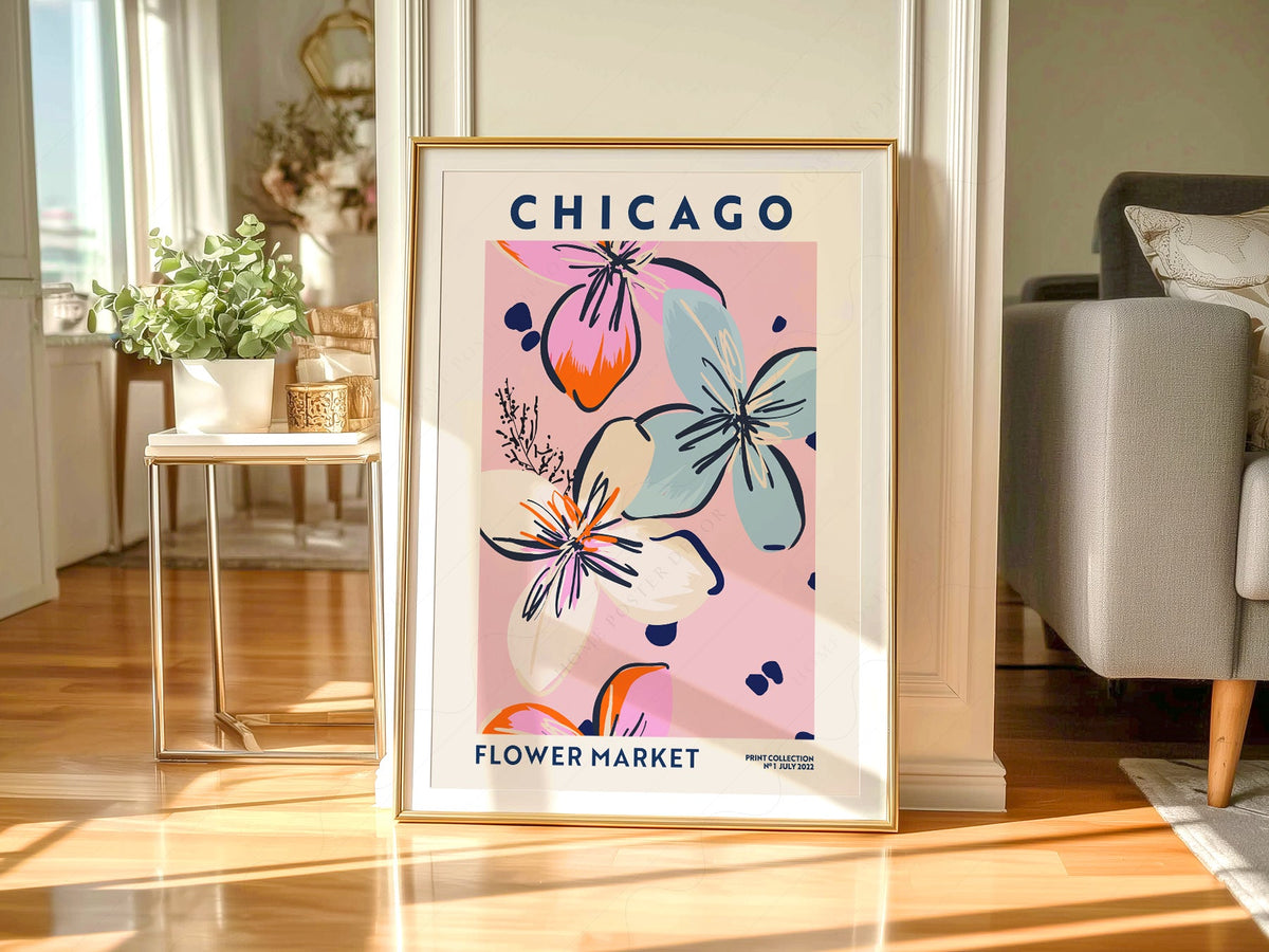 Chicago Flower Market Print – Colorful Floral Poster Wall Art Decor