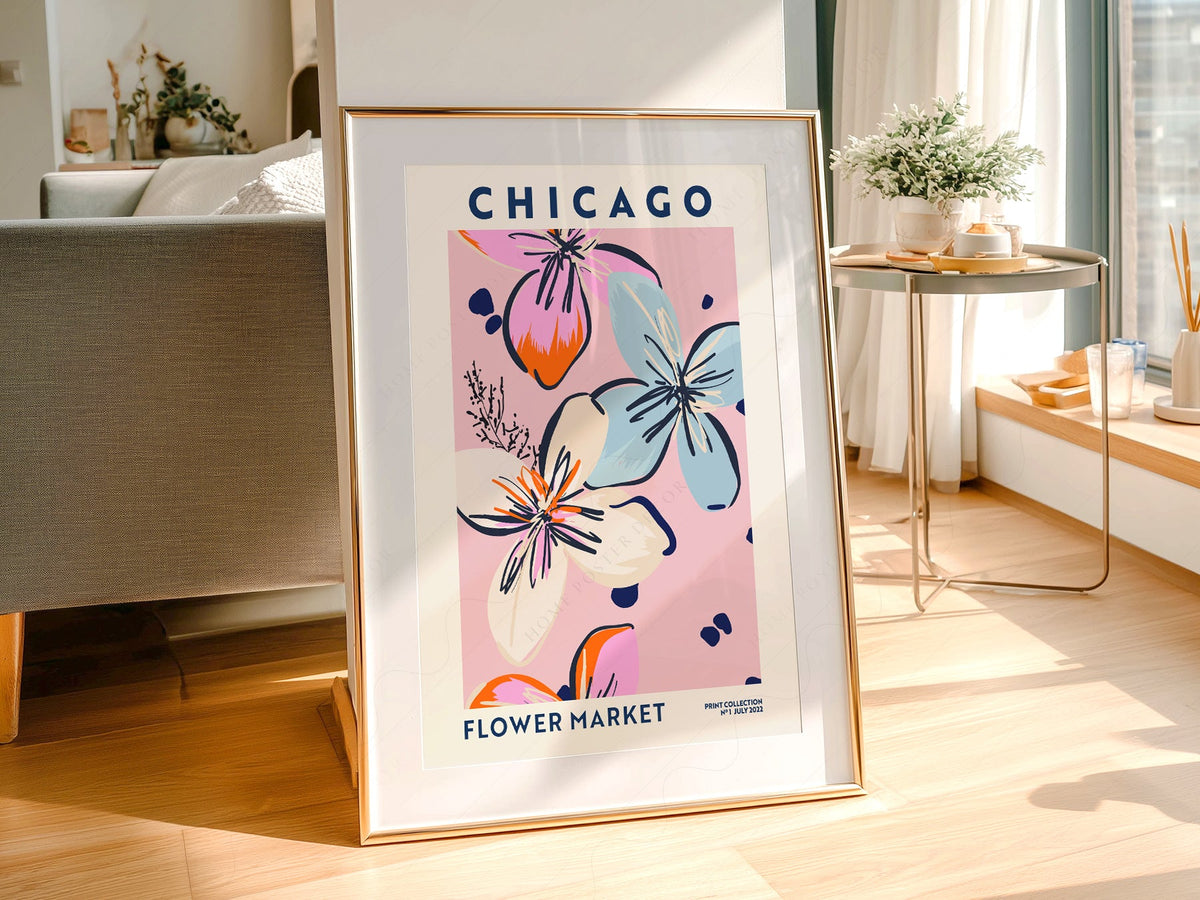 Chicago Flower Market Print – Colorful Floral Poster Wall Art Decor