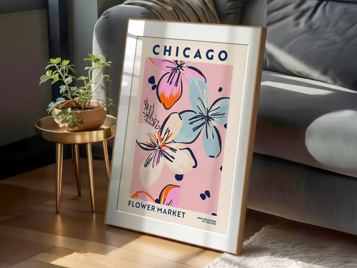 Chicago Flower Market Print – Colorful Floral Poster Wall Art Decor