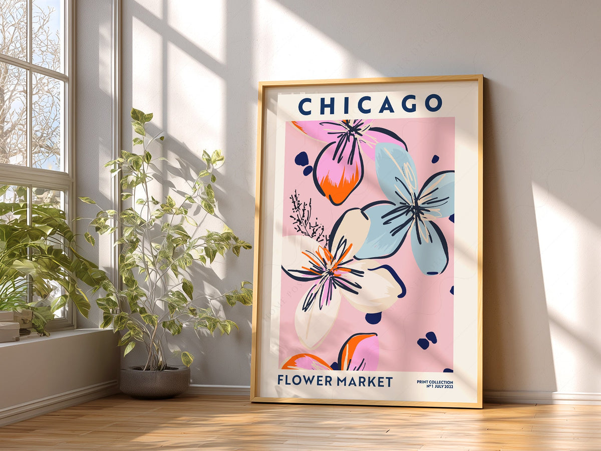 Chicago Flower Market Print – Colorful Floral Poster Wall Art Decor