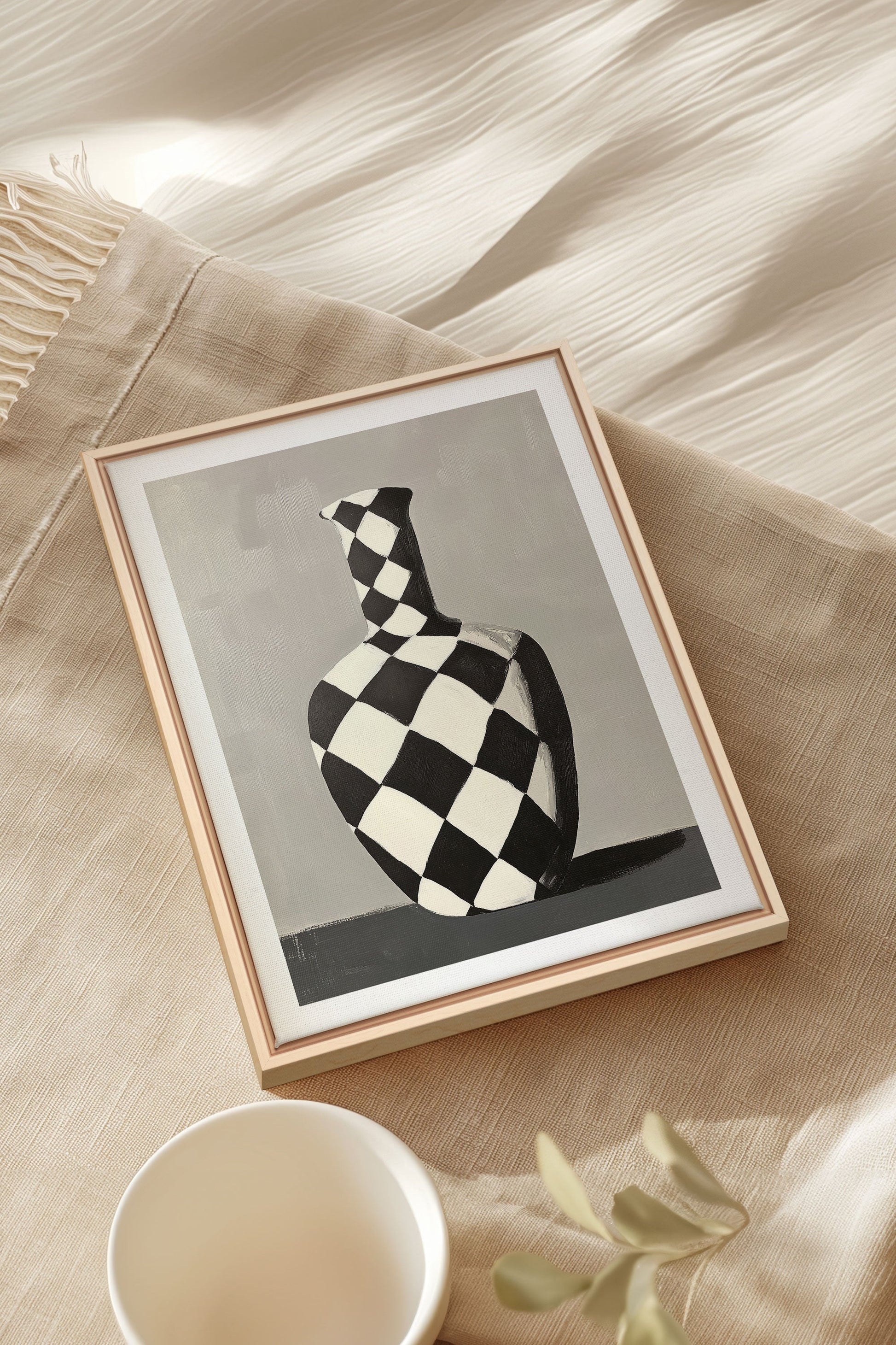 CHECKERED VASE, Artwork on Stretched Canvas